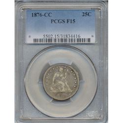 1876-CC Liberty Seated Quarter Coin PCGS F15