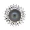 Image 1 : 18K White Gold 14mm Tahitian Pearl and Diamond Ring