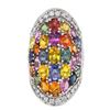 Image 1 : 14KT White Gold 14.12ctw Multi Color Sapphire and Diamond Ring