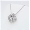 Image 2 : 18KT White Gold 0.60ctw Diamond Pendant with Chain