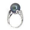 Image 2 : 18KT White Gold 13mm Tahitian Pearl and Diamond Ring
