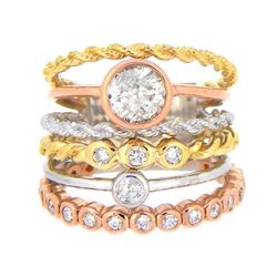 14KT Tri Color Gold 1.42ctw Diamond Ring