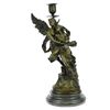 Image 1 : Eros & Psyche Bronze Candelabra Candle Holder Sculpture 14" x 6