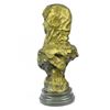 Image 2 : Art Deco Gilt Bronze Female Goddess Bust Bronze Sculpture Great Detail Statue