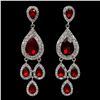 Image 1 : Rhodium Plated Red Crystal Rhinestone Chandelier Drop Dangle Earrings