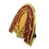 Image 1 : 6.5" x 1.75" Faberge-Inspired Red Enameled Guilloche Semicircular Russian Antique Style Picture Fram