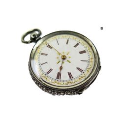 Late 19thc Ladies Swiss Silver Pocket Watch