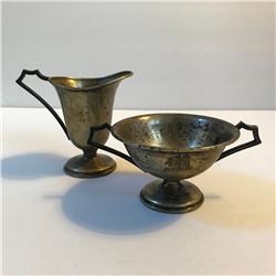 Art Deco Van Bergh Silver-plate Creamer Sugar Set