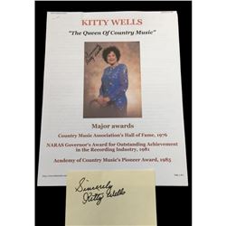 Kitty Wells Country Music Grand Ole Opry Signature