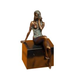Special Patina Sexy Nude Erotic Woman Bronze Sculpture by Italian Artist Mavchi