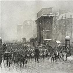 19thc Photogravure of Paris, Marching Regiment