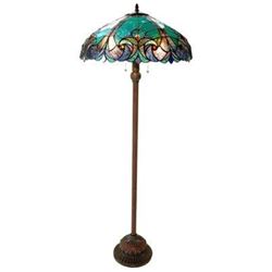 "LIAISON" Tiffany-style Victorian 2 Light Floor Lamp 18" Shade