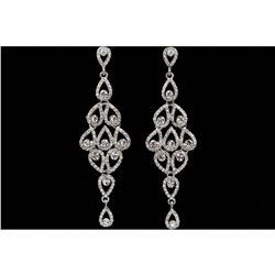 Czech Crystal Peacock Feather Chandelier DropEarrings