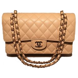 Chanel Nude 10inch Quilted Caviar 2.55 Double Flap Classic Shoulder Bag