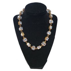 Chanel Gold Crystal Square Beaded Choker Necklace