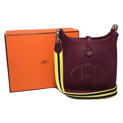 Hermes Mini Raisin Clemence Leather Evelyne Shoulder Bag