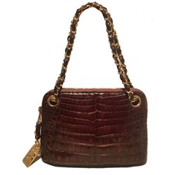 Chanel Vintage Brown Alligator Mini Handbag