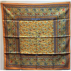 Hermes Vintage Chasse en Inde Orange Silk Scarf