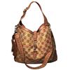 Image 1 : Gucci MultiColor GG Monogram Straw and Tan Leather New Jackie Shoulder Bag