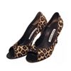 Image 1 : Manolo Blahnik leopard print pony peep toe high heel pumps