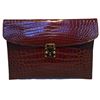 Image 1 : Colombo Vintage Tan Crocodile Portfolio Clutch