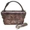 Image 1 : Tonya Hawkes Silver Metallic Embossed and Laser Cut Leather Convertible Clutch