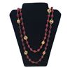 Image 1 : Chanel Dark Red and Gold CC Beaded Long Necklace