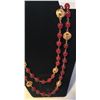 Image 2 : Chanel Dark Red and Gold CC Beaded Long Necklace