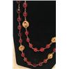 Image 3 : Chanel Dark Red and Gold CC Beaded Long Necklace