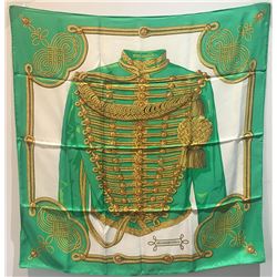 Hermes Vintage Brandebourgs Silk Scarf in Green c1970s