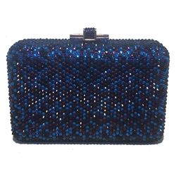 Judith Leiber Blue and Purple Swarovski Crystal Minaudiere Evening Bag Clutch