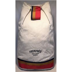 Hermes Herringbone Canvas Sling Backpack Shoulder Bag