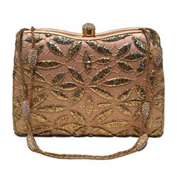 Judith Leiber Silk and Gold Embroidery Evening Bag