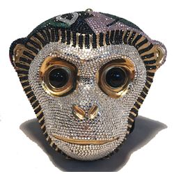 Judith Leiber Swarovski Crystal Monkey Head Minaudiere Evening Bag
