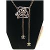 Image 1 : Chanel Silver Chain Rhinestone Camellia Flower Belt Necklace