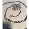 Image 5 : Chanel Silver Chain Rhinestone Camellia Flower Belt Necklace
