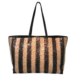 Fendi Striped Wool Sequin Limited Edition Shopper Tote