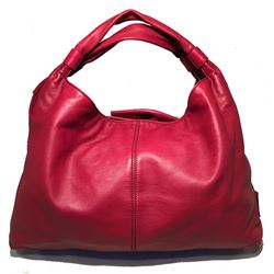 Valentino Red Leather Bow Front Hobo Shoulder Bag