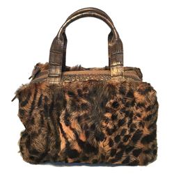 Nancy Gonzalez Leopard Print Fur and Crocodile Baguette
