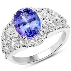 3.41ct Tanzanite 14K White Gold Ring