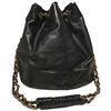 Image 1 : Chanel Vintage Black Leather Drawstring Bucket Shoulder Bag