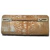 Image 1 : Judith Leiber Tan and Gold Faux Snakeskin Python Crystal Buckle Clutch