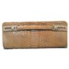 Image 2 : Judith Leiber Tan and Gold Faux Snakeskin Python Crystal Buckle Clutch