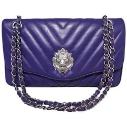 Chanel Purple Lambskin Leather Lion's Head Classic Flap Shoulder Bag