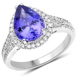 3.25ct Tanzanite 14K White Gold Ring