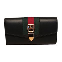 Gucci Navy Blue Leather Long Sylvie Wallet