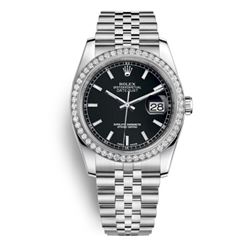 Rolex 116244 SS 36MM Datejust with Diamond Bezel