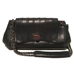 Chanel Black Leather Pleated Top Flap Classic Shoulder Bag