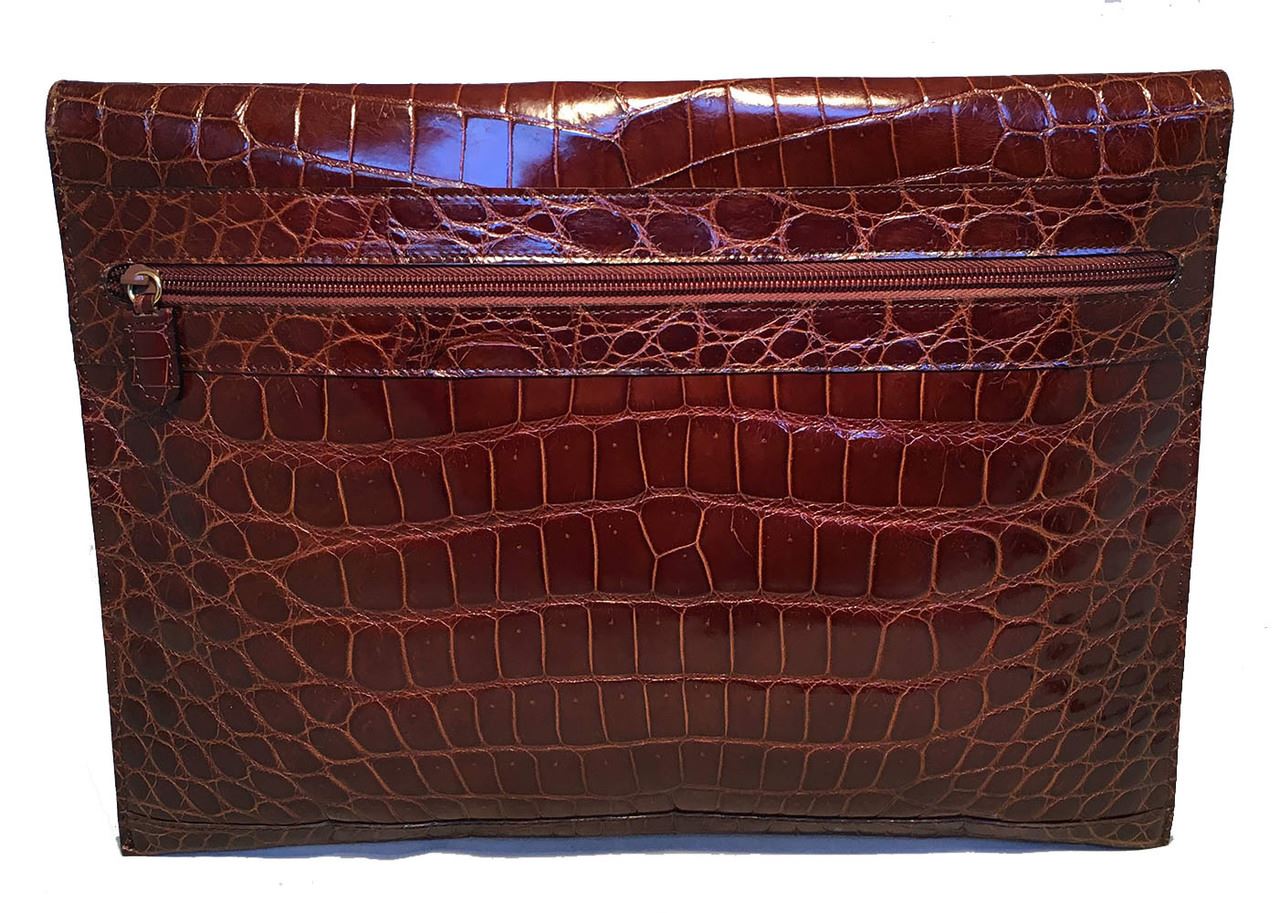 Colombo Vintage Tan Crocodile Portfolio Clutch