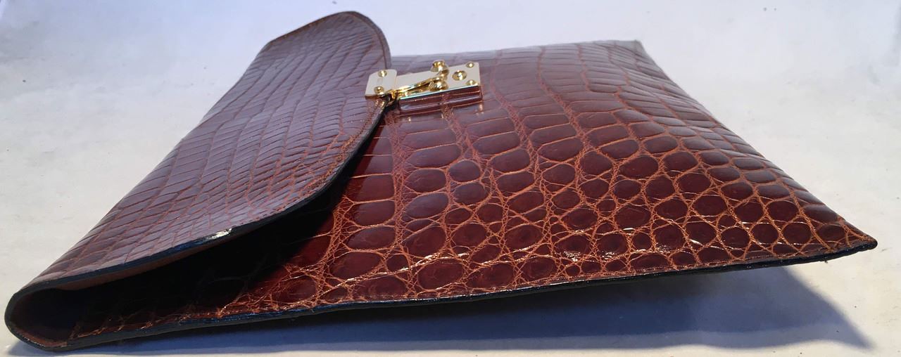 Colombo Vintage Tan Crocodile Portfolio Clutch